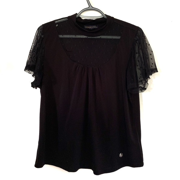 Adrienne Vittadini Black Short Sleeve Shirt Size Large - Picture 1 of 7